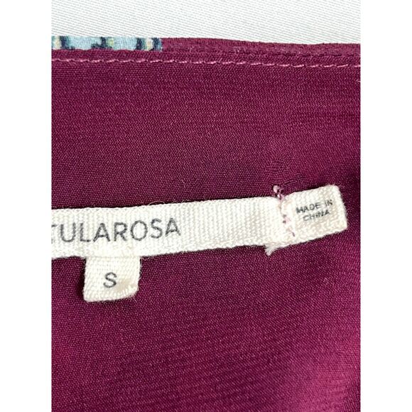 Tularosa Tunic Dress Top Eggplant Floral Bell Sleeve Ruffle Size S Romantic - Picture 9 of 11